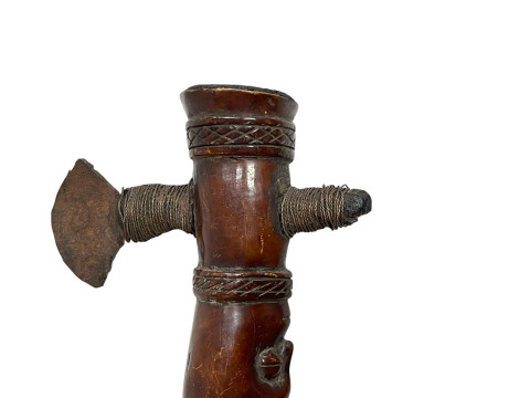 Carved wood tribal axe. thumbnail