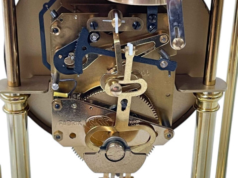 Rapport brass four pillar mantel clock with enamel dial. thumbnail