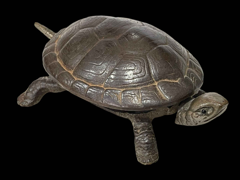 Large cast metal desk bell in the form of a tortoise.