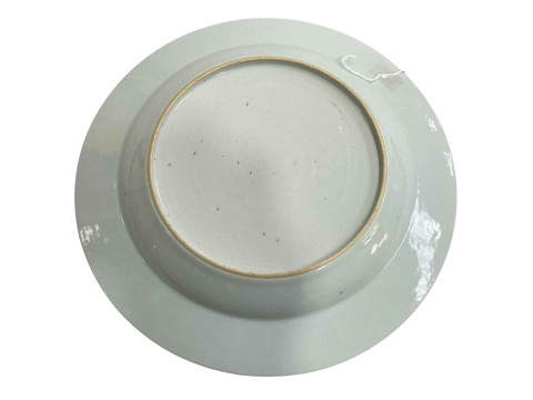 Chinese pottery plate decorated with figures and floral and gilt border, 22cm. thumbnail