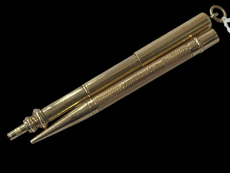 Two Sampson & Mordan 9 carat gold propelling pencils.
