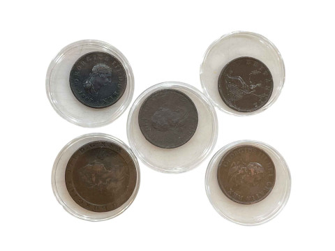 Five items of George III coinage.