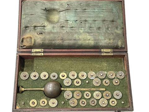 Mahogany cased 'Clarkes' hydrometer.