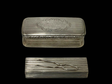 19th Century engraved silver snuff box and late Victorian silver box Birmingham...