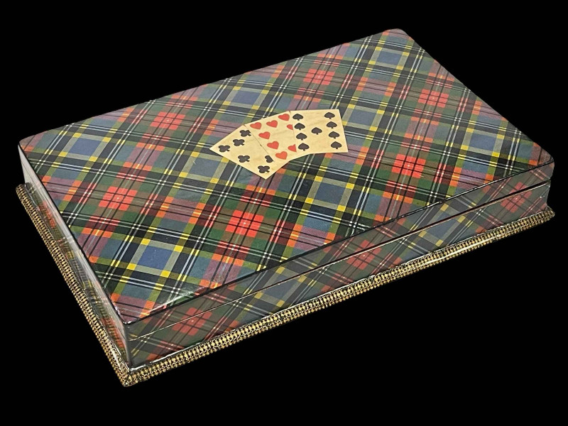 Mauchline Ware tartan design card box.
