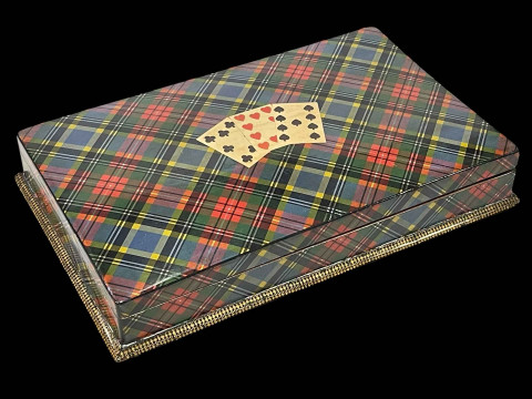 Mauchline Ware tartan design card box.