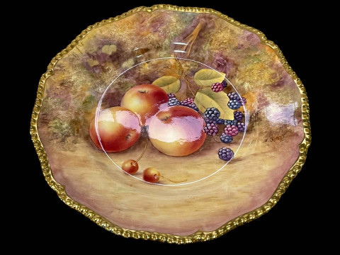 Royal Worcester hand painted fruit study plate, signed J Skerrett, 27cm.