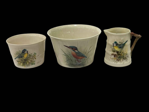 Three pieces of Royal Worcester signed W Powell including Kingfisher bowl...