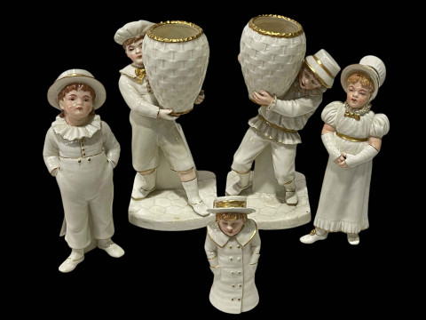 Pair of Royal Worcester 826 boy figures, boy and girl Worcester figurines...