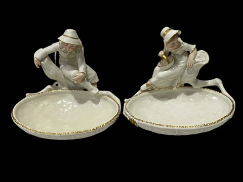 Two Royal Worcester figural bowls 775 and 776.