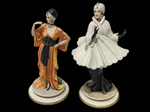 Two Liberty Capo di Monte lady figurines 0159 and 0157.