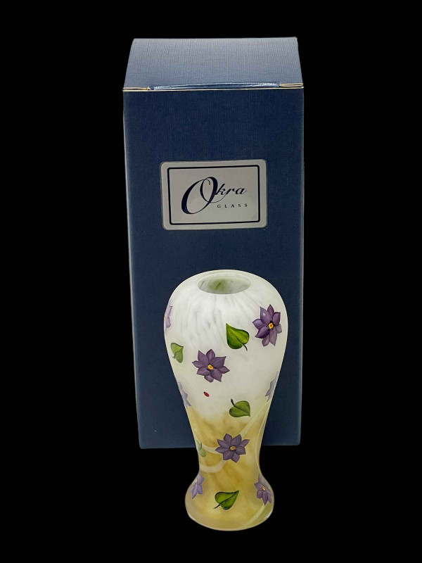 Okra vase, 14cm, boxed.