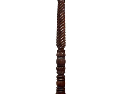 Burr walnut three drawer bureau, mahogany triform standard lamp and mahogany twist column torchere (3). thumbnail