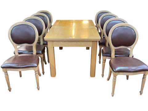 Golden oak extending dining table with integral leaf, 76cm by 90cm by...
