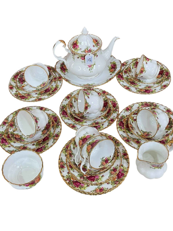 Thirty two piece Royal Albert Old Country Roses tea service.