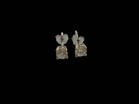 Pair of 18 carat white gold and diamond stud earrings. thumbnail