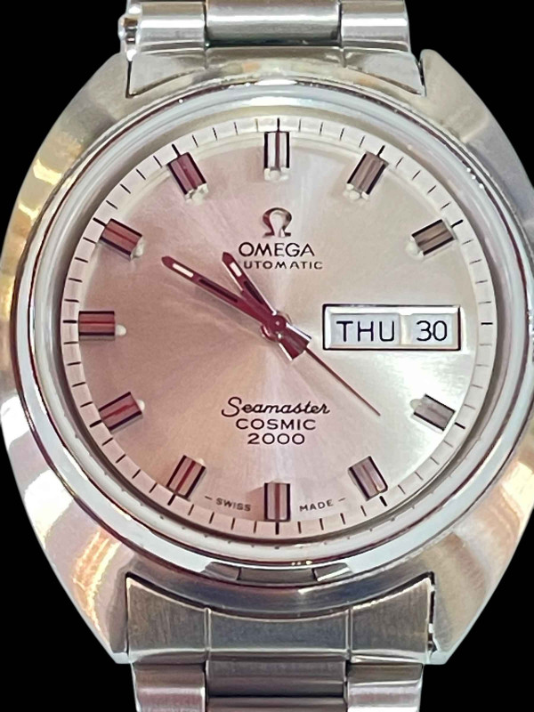 Omega Automatic Seamaster Cosmic 2000 with stainless steel strap, together with original invoice from January 1975 and refurbishment November 2016, also with the watch are the original bracelet and watch parts replaced.