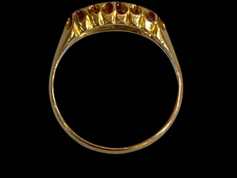 Ruby and diamond 18 carat gold ring, hallmarked Chester 1902, size L/M. thumbnail