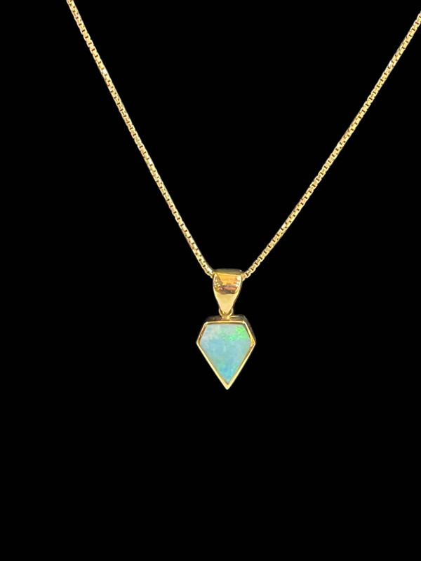Opal 9 carat gold pendant and chain.