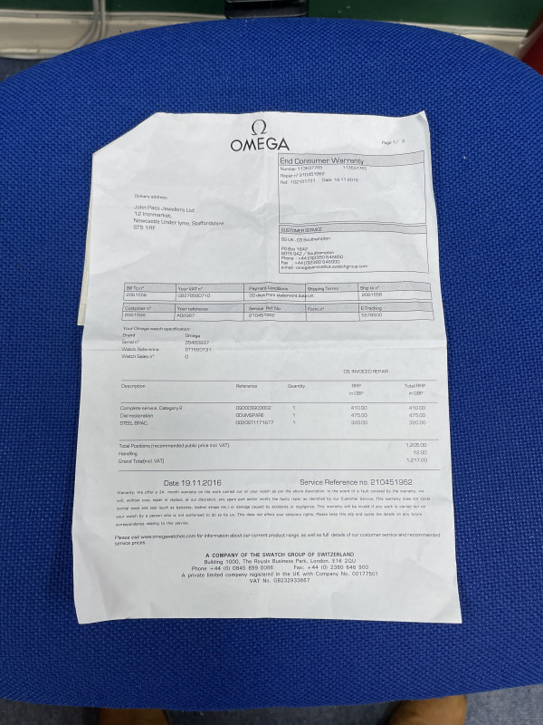 Omega Automatic Seamaster Cosmic 2000 with stainless steel strap, together with original invoice from January 1975 and refurbishment November 2016, also with the watch are the original bracelet and watch parts replaced.