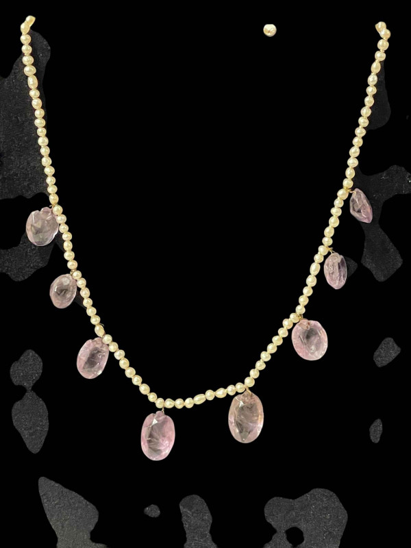 Amethyst and seed pearl necklace.