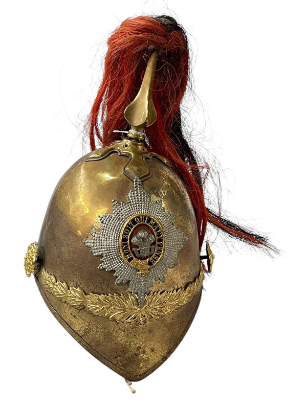Vintage brass cavalry helmet.