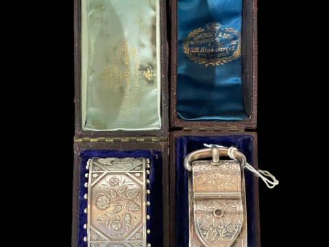 Two Victorian silver bangles with cases.