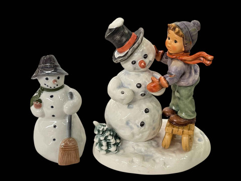 Hummel group 'Making New Friends' and Royal Copenhagen Snowman.