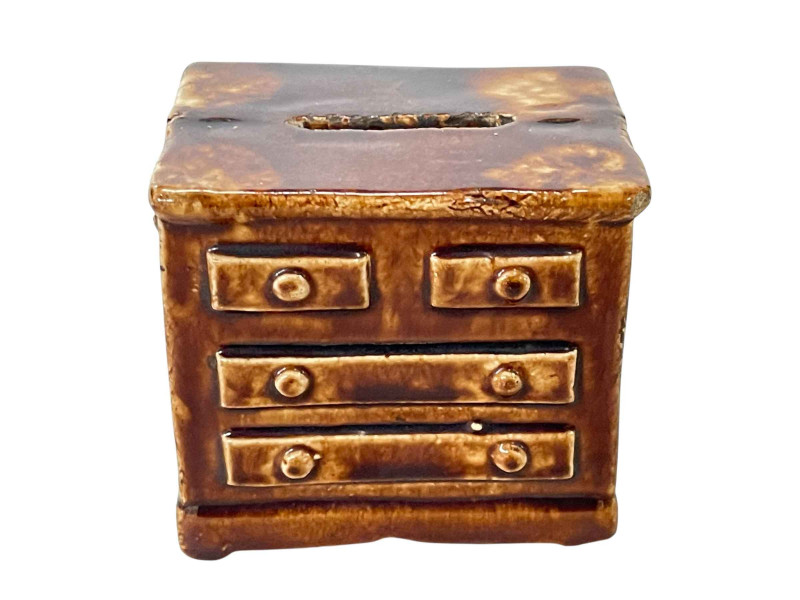 Victorian Scottish brown glazed pottery money box.