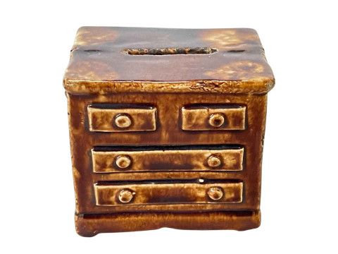 Victorian Scottish brown glazed pottery money box.