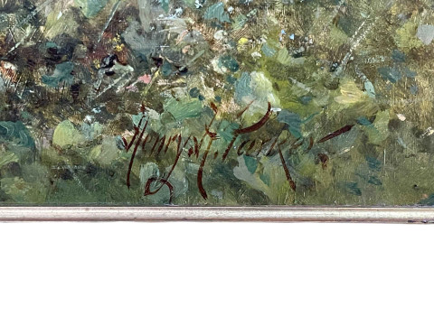Henry H Parker (1858-1930), A Summers Day on the Thames, oil on canvas, signed lower right, 58cm by 88cm, in ornate gilt frame. thumbnail