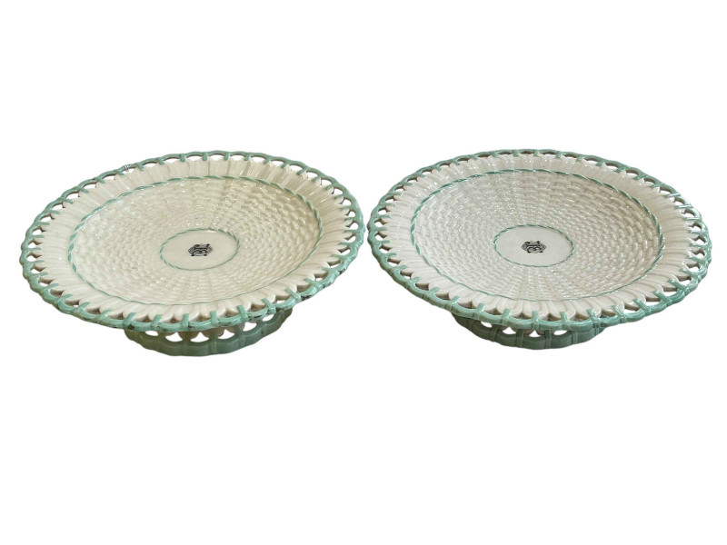 Pair of Belleek pottery comports.