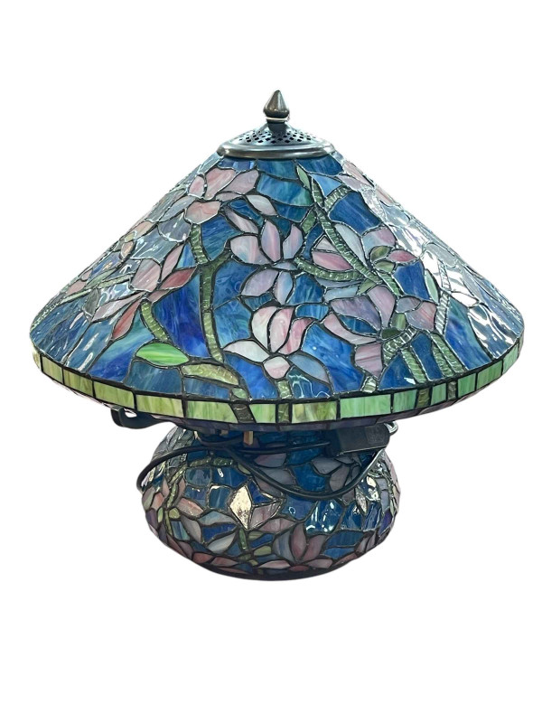 Tiffany style table lamp and shade.