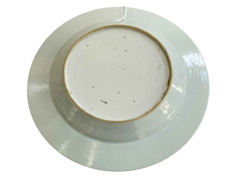 Chinese pottery plate with central portrait and cherub and floral border, 22cm. thumbnail