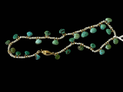 Turquoise and seed pearl mourning bracelet.