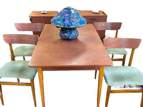 Mid Century Austinsuite teak six piece dining suite comprising three drawer...