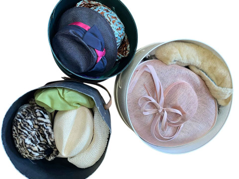Collection of wedding and other hats, hat boxes, etc. thumbnail