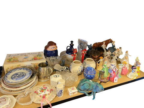 Beswick tiger, Royal Doulton and Coalport figures, Disney figures, Wedgwood...