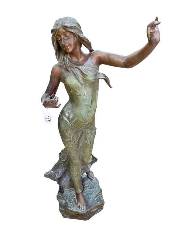 Large metal classical woman lamp base, 77cm.
