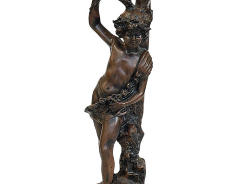 Composite cherub lamp base.