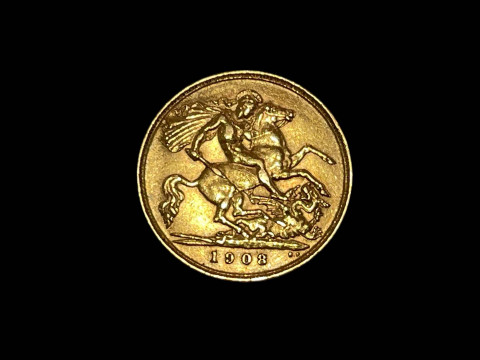 Edward VII gold half sovereign, 1908.