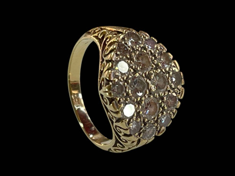 Diamond sixteen stone cluster 18 carat gold ring, totalling in excess of two carats, size N. thumbnail