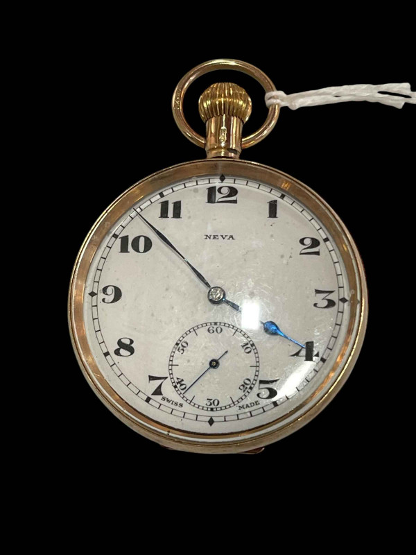 9 carat gold keyless pocket watch (cover and bezel loose).