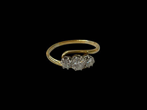 Diamond three stone 18 carat gold ring, total approximately 0.8 carat,...