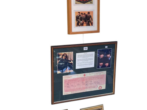 Collection of Beatles memorabilia to include five framed photographic...