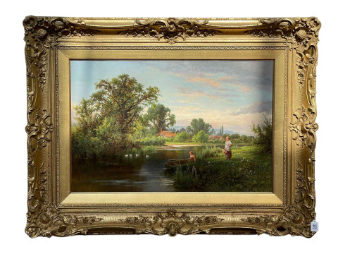 Henry H Parker (1858-1930), A Summers Day on the Thames, oil on canvas,...