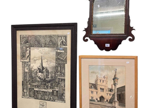 G A Fothergill, St Cuthberts Church, Darlington, framed print of an etching,...