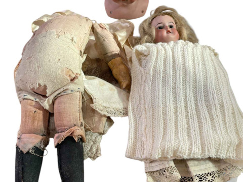 Armand Marseille bisque shoulder head doll, impressed 'A.M-12/0', fixed...