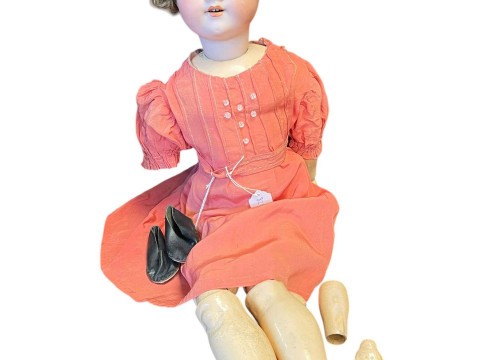 Armand Marseille bisque head doll, impressed '390' 'A 7 1/2 M', sleeping...