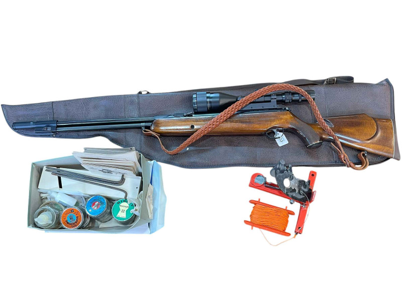 Webley & Scott Ltd .22 calibre air rifle with ASI super scope, pellets and accessories.